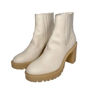 Dolce Vita Castor H20 Size 7 Off White Waterproof Leather Ankle Boots SZ 8.5